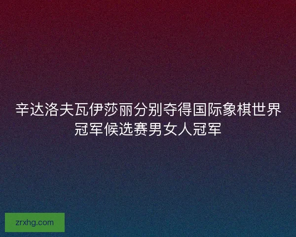 辛达洛夫瓦伊莎丽分别夺得国际象棋世界冠军候选赛男女人冠军