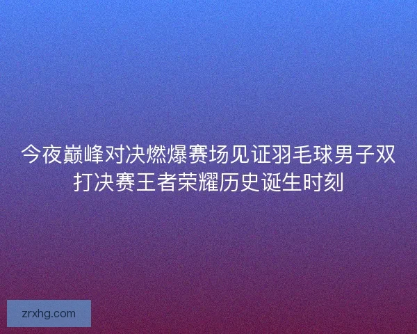 今夜巅峰对决燃爆赛场见证羽毛球男子双打决赛王者荣耀历史诞生时刻
