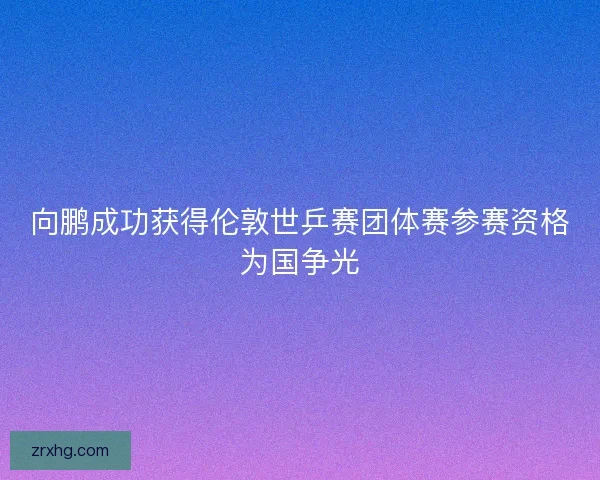 向鹏成功获得伦敦世乒赛团体赛参赛资格为国争光